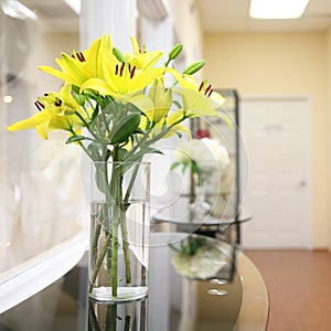 Vase of Yellow Lilies