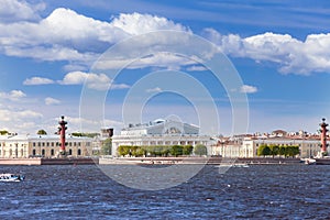 Vasilevsky island and Rostral columns.Petersburg.