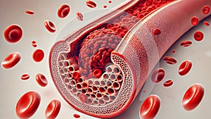 vasoconstriction and clot formation in a blood vessel