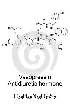 Vasopressin. Antidiuretic hormone. Chemical structure