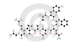 vasopressin molecule, structural chemical formula, ball-and-stick model, isolated image antidiuretic hormone
