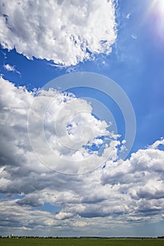 The vast blue sky and clouds. Beautiful wallpaper.