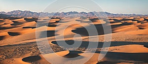 A vast desert expanse with rolling dunes under a sunny sky. Generative AI