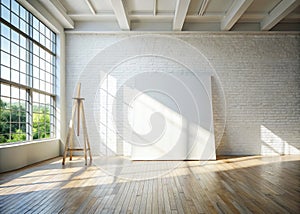 Vast Empty Canvas Awaits Artists Vision A Comprehensive Studio Setup for Creative Expression in a Pristine ReadytoPaint