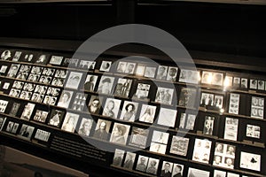 Vast exhibit of innocent victims of Nazi Reign during WWII, United States Holocaust Memorial Museum, Washington, DC, 2016