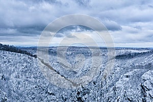 Vast Harz mountain range in winter