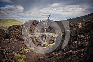 Vast landscape of Craters of the Moon National Monument and Preserve near Arco, Idaho