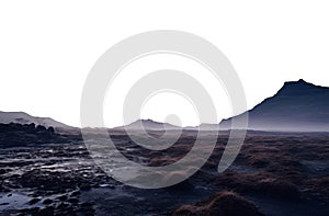 vast landscape with a distant mountain range. transparent isolated PNG file.
