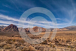 Vast landscape with mountains and cloudscape, Red Rock Canyon, Nevada, USA