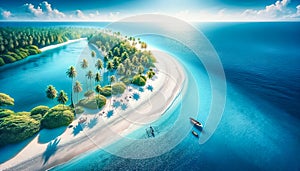 Vast ocean meets a pristine white beach photo