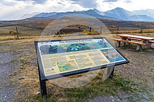 Vast prairie and forest in beautiful autumn. Waterton Scenic Spot, Alberta, Canada.