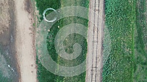 Vast Prairie Landscape Under Expansive Horizon With Railroad