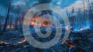 A Devastating Forest Wildfire. AI generated
