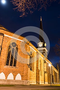 Vasteras Cathedral in winter evening