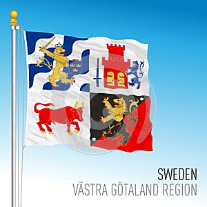 Vastra Gotaland county regional flag, Sweden, EU photo