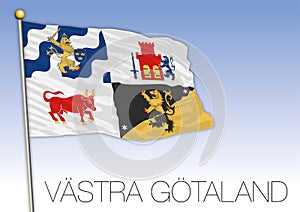 Vastra Gotaland regional flag, Sweden, vector illustration photo