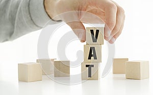 with VAT text on table background. Financial, marketing and business concepts