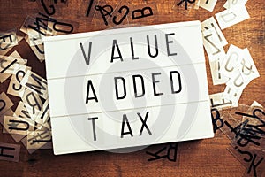 VAT or Value Added Tax on Lightbox photo