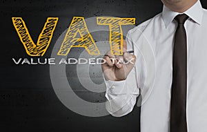 VAT is written by businessman on screen