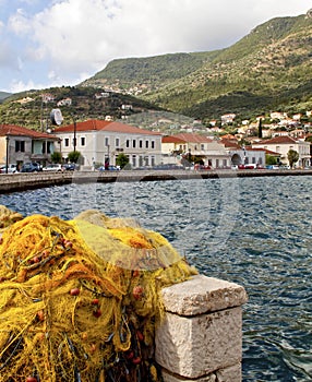 Vathi bay of Ithaki island in Greece photo