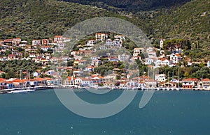 Vathi bay of Ithaki island in Greece photo