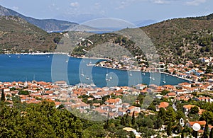 Vathi bay of Ithaki island in Greece photo