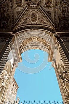 Vatican City, Vatican - August 21, 2018. Saint Peter Basilica. Beautiful ceiling, architectural details.