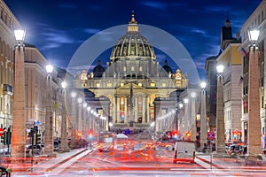 Vatican City, a city-state surrounded by Rome, Italy,  with St. Peter`s Basilica