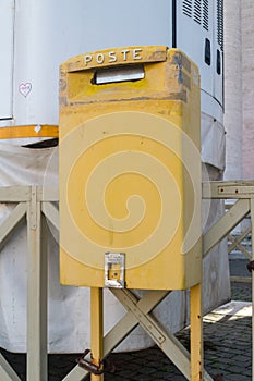 Yellow Poste Vaticane (Vatican Post) mailbox
