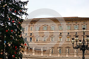 Vatican City, Holy See: Apostolic Palace at Christmas, the official residence of the pope located in Vatican City