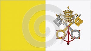 Vatican City Holy See embroidery flag. Emblem stitched fabric. Embroidered coat of arms. Country symbol textile background