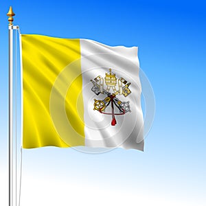 Vatican City, Holy See official national waving flag, Rome