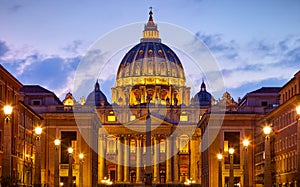 Vatican City (Holy See). Rome, Italy. Dome of St. Peters Basil cathedral