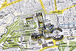 The Vatican city on the map photo