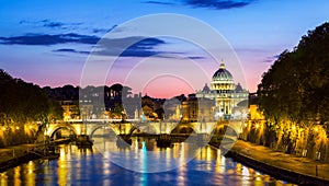 Vatican City, Rome, Italy, Beautiful Vibrant Night image Panoram