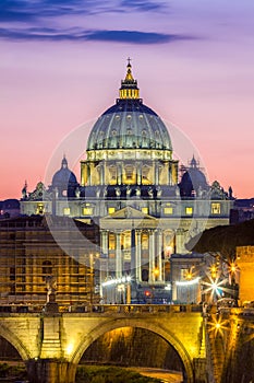 Vatican City, Rome, Italy, Beautiful Vibrant Night image Panoram