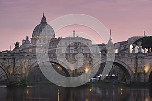 Vatican City, Rome, Italy, Beautiful Vibrant Night image Panorama