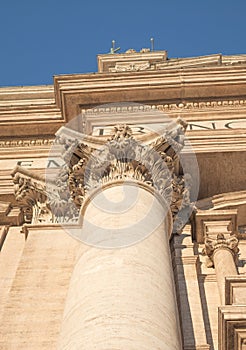 Vatican City, Rome, Italy - February 16, 2015: Part of the facade of the building in the Vatican, Rome, Italy