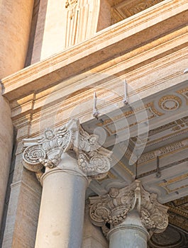 Vatican City, Rome, Italy - February 16, 2015: Part of the facade of the building in the Vatican, Rome, Italy