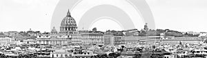 Vatican City with St. Peter's Basilica. Panoramic skyline view from Castel Sant'Angelo, Rome, Italy