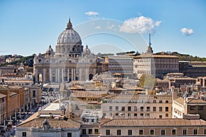 Vatican city. St Peter`s Basilica. Panoramic view of Rome and St. Peter`s Basilica, Italy.