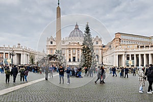 Street atmosphere in San Pietro Square in Vatican City, Vatican