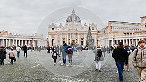 Street atmosphere in San Pietro Square in Vatican City, Vatican