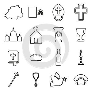 Vatican Icons Thin Line Vector Illustration Set
