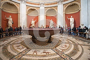 Ancient Greek and Roman statues on display of the Museums of Vatican