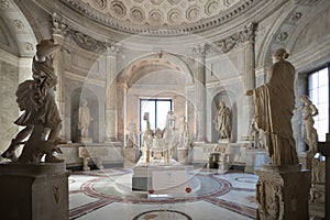 Ancient Greek and Roman statues on display of the Museums of Vatican