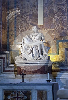 VATICAN - MAY 24, 2011: Michelangelo`s Pieta or Piety in basilica of Saint Peter
