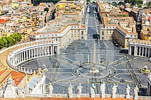 Vatican Square and the statues of Apostles on the top of St. Pet