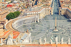 Vatican Square and the statues of Apostles, view from the St. Peter& x27;s Basilica, Rome, Italy