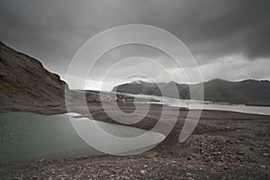 Vatnajokull at Skaftafell park gloomy day